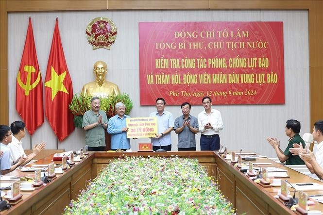 Tổng Bí thư, Chủ tịch nước Tô Lâm kiểm tra công tác phòng, chống lụt bão tại tỉnh Phú Thọ - ảnh 3