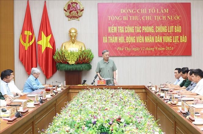 Tổng Bí thư, Chủ tịch nước Tô Lâm kiểm tra công tác phòng, chống lụt bão tại tỉnh Phú Thọ - ảnh 1