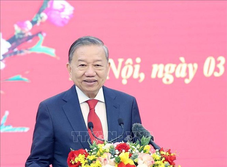 Tổng Bí thư Tô Lâm gặp mặt, chúc Tết Văn phòng Trung ương Đảng - ảnh 1