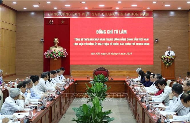 Tổng Bí thư Tô Lâm làm việc với Đảng ủy Mặt trận Tổ quốc, các đoàn thể Trung ương - ảnh 1