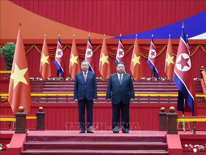 Lễ đón Tổng Bí thư Tô Lâm thăm cấp Nhà nước Cộng hòa Dân chủ Nhân dân Triều Tiên - ảnh 5