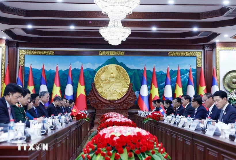 Tổng Bí thư Tô Lâm hội đàm với Tổng Bí thư, Chủ tịch nước Lào Thongloun Sisoulith - ảnh 1