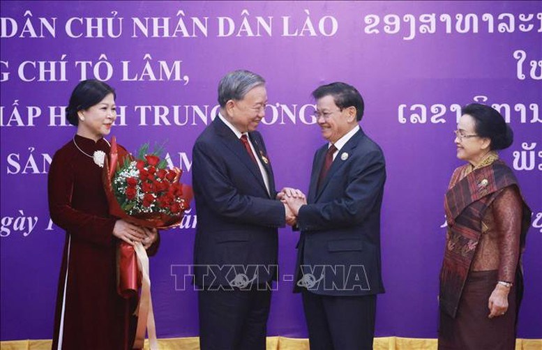 Tổng Bí thư Tô Lâm nhận Huân chương Vàng Quốc gia của Nhà nước Lào - ảnh 5