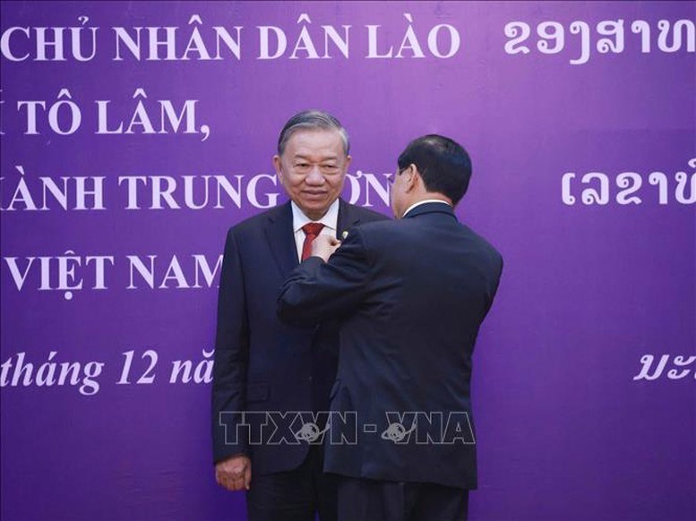 Tổng Bí thư Tô Lâm nhận Huân chương Vàng Quốc gia của Nhà nước Lào - ảnh 3