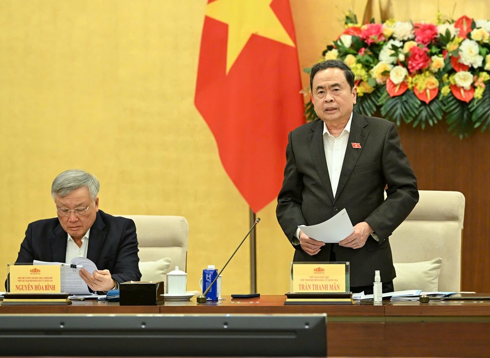 Chủ tịch Quốc hội Trần Thanh Mẫn chủ trì phiên họp của Ủy ban Thường vụ Quốc hội về công tác bầu cử - ảnh 1