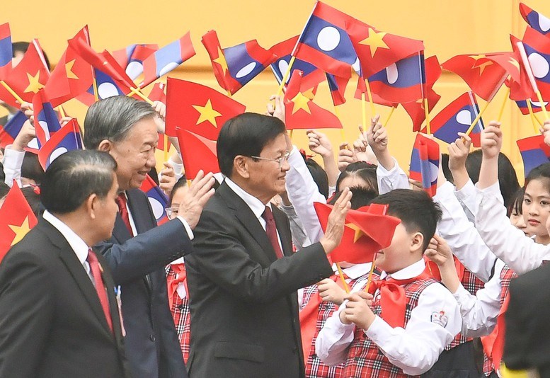 Tổng Bí thư Tô Lâm chủ trì Lễ đón Tổng Bí thư, Chủ tịch nước Lào Thongloun Sisoulith - ảnh 1