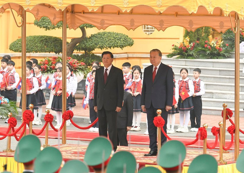 Tổng Bí thư Tô Lâm chủ trì Lễ đón Tổng Bí thư, Chủ tịch nước Lào Thongloun Sisoulith - ảnh 2