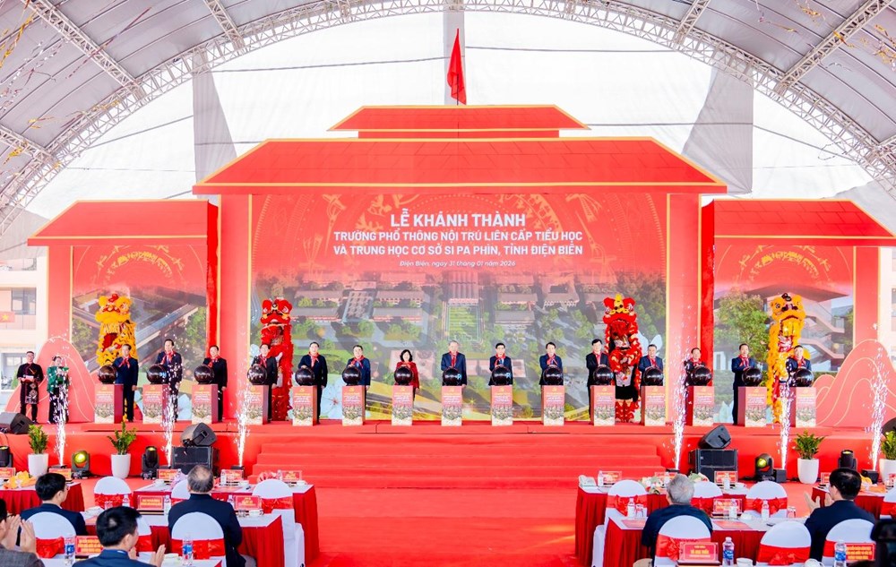 Tổng Bí thư Tô Lâm dự lễ khánh thành Trường phổ thông nội trú liên cấp Si Pa Phìn, Điện Biên - ảnh 1