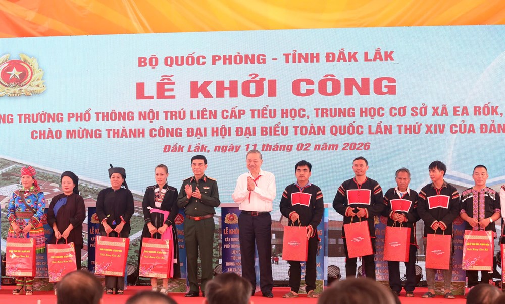 Tổng Bí thư Tô Lâm dự Lễ khởi công Trường Phổ thông nội trú liên cấp tại xã Ea Rốk, Đắk Lắk - ảnh 4