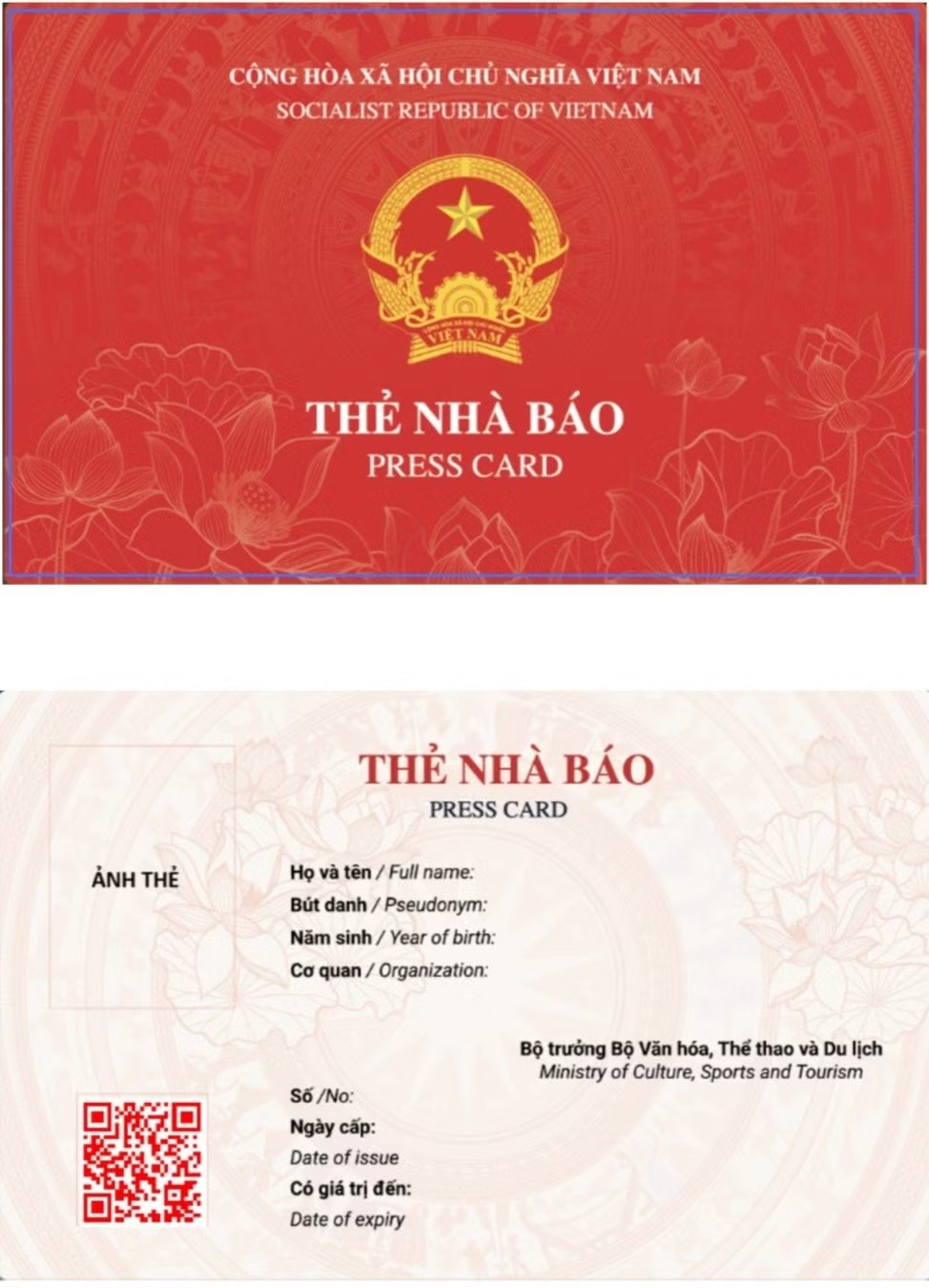Bộ VHTTDL ban hành mẫu thẻ nhà báo 2026 - ảnh 1