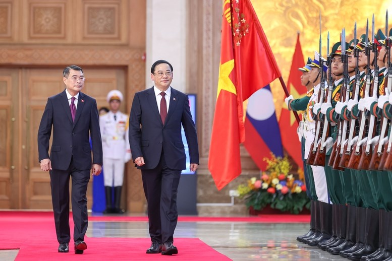 Thủ tướng Lê Minh Hưng chủ trì lễ đón chính thức Thủ tướng CHDCND Lào - ảnh 3