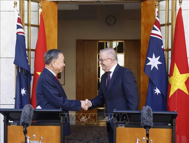 Tổng Bí thư, Chủ tịch nước Tô Lâm và Thủ tướng Australia gặp gỡ báo chí - ảnh 1