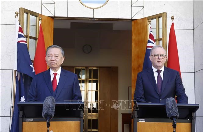 Tổng Bí thư, Chủ tịch nước Tô Lâm và Thủ tướng Australia gặp gỡ báo chí - ảnh 3