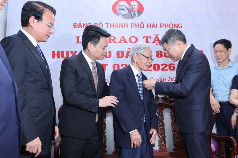 Thủ tướng Lê Minh Hưng trao Huy hiệu Đảng tặng các đảng viên lão thành - ảnh 1