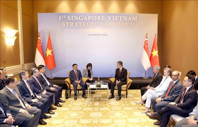 Lễ đón Ủy viên Bộ Chính trị, Thường trực Ban Bí thư Trần Cẩm Tú thăm chính thức Singapore - ảnh 4