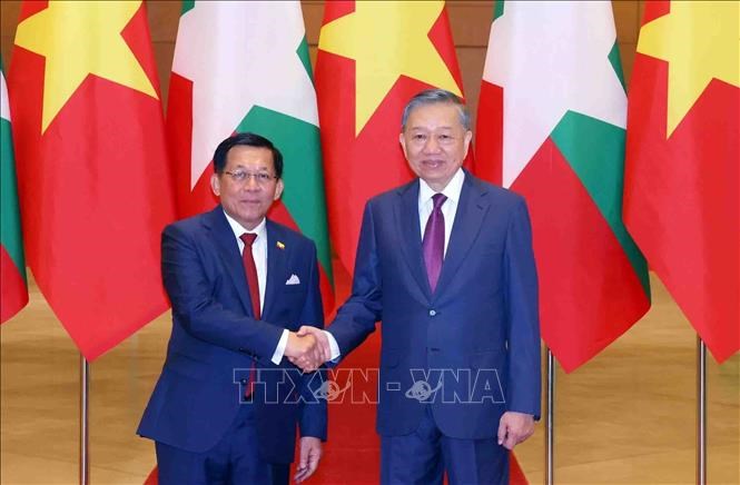 Tổng Bí thư, Chủ tịch nước Tô Lâm hội đàm với Tổng thống Myanmar Min Aung Hlaing - ảnh 1