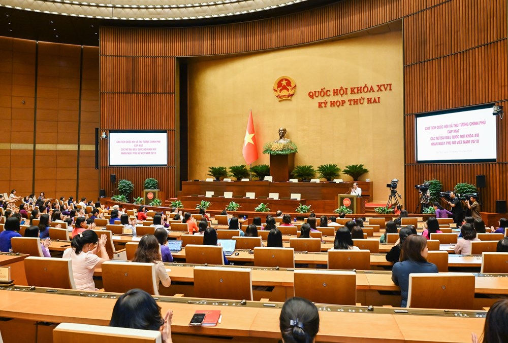Thủ tướng Chính phủ và Chủ tịch Quốc hội gặp mặt các nữ đại biểu Quốc hội khóa XVI - ảnh 5