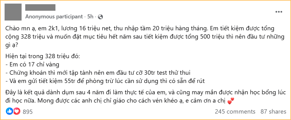 24 tuổi lương 20 triệu, cô gái có 17 chỉ vàng: Cách chia tiền không ai chê nổi! - ảnh 1