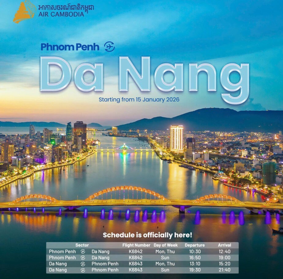 Khôi phục đường bay thẳng Phnom Penh - Đà Nẵng từ giữa tháng 1.2026 - ảnh 1