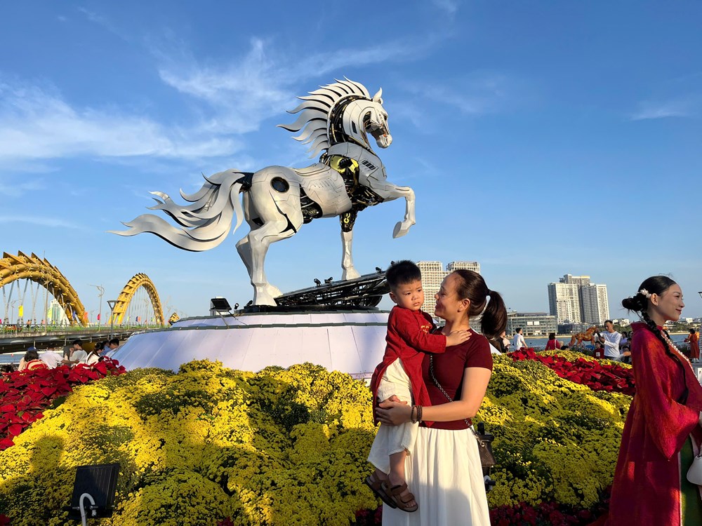 Người dân và du khách đổ về đường hoa Tết Đà Nẵng tham quan - ảnh 11