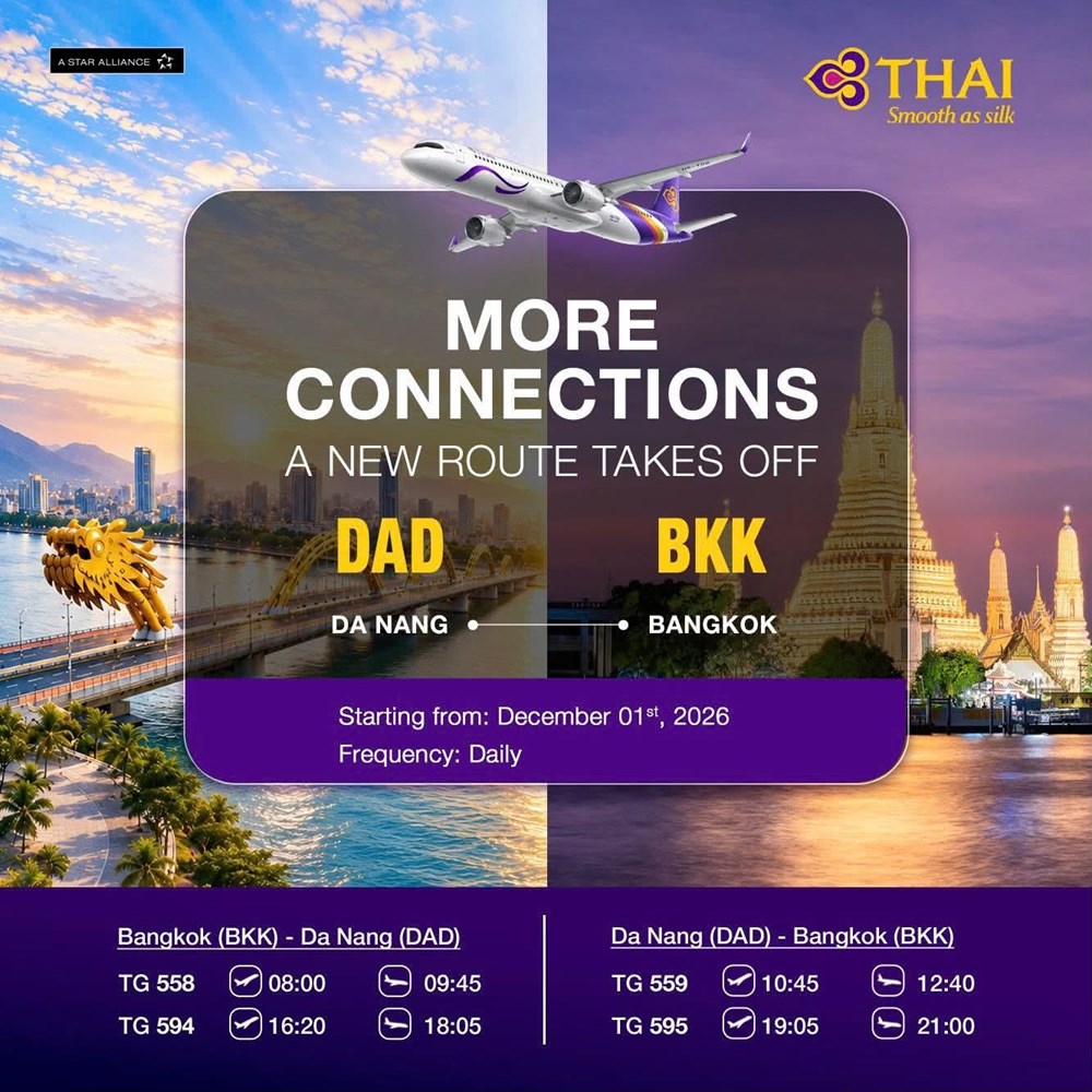 Thai Airways mở đường bay thẳng Bangkok – Đà Nẵng từ tháng 12.2026 - ảnh 1