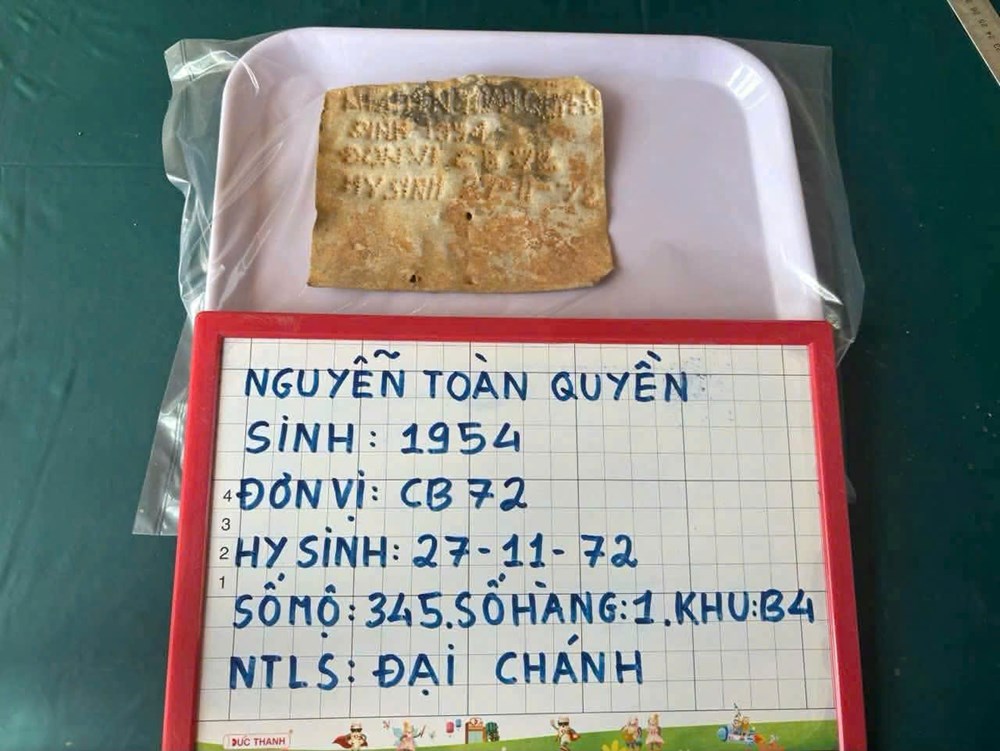 Đà Nẵng: Phát hiện di vật mang tên liệt sĩ Nguyễn Toàn Quyền  - ảnh 1