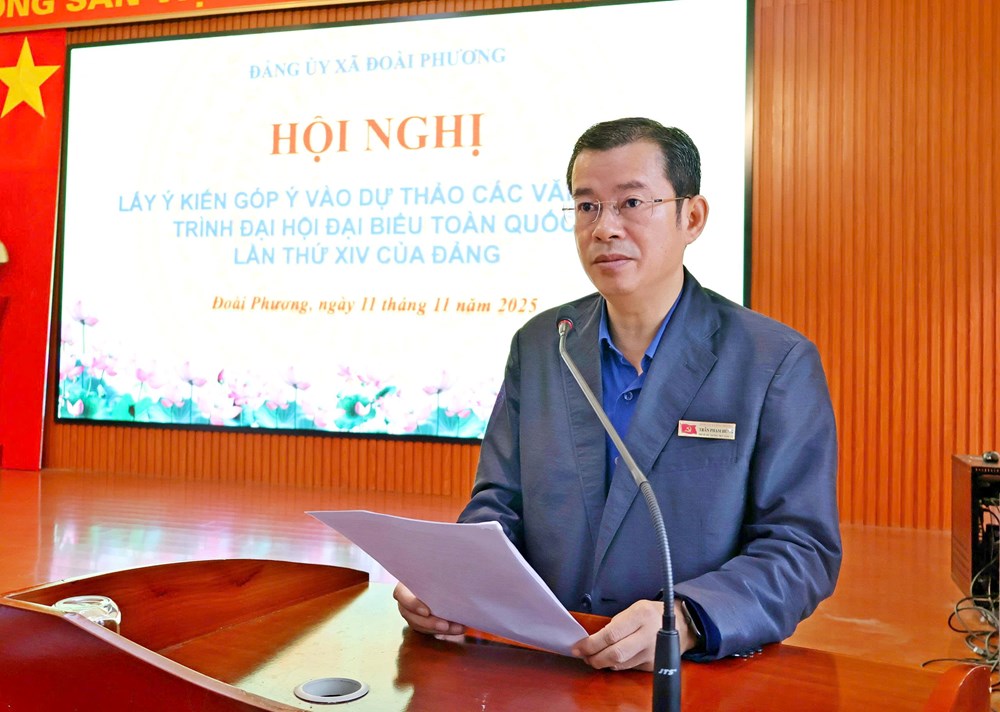 Xã Đoài Phương lấy ý kiến đóng góp vào dự thảo các văn kiện trình Đại hội lần thứ XIV của Đảng - ảnh 1