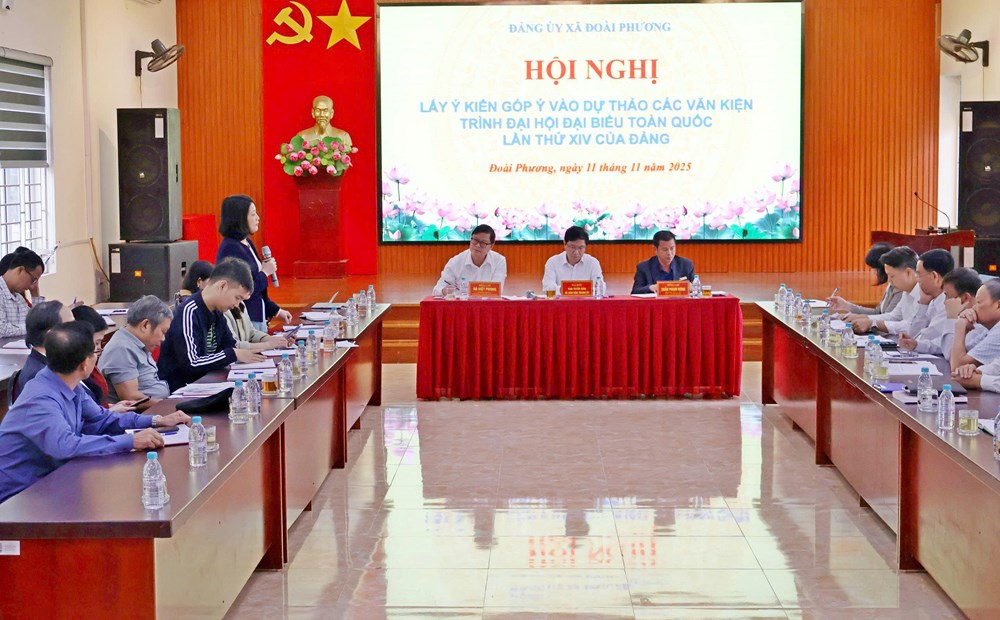 Xã Đoài Phương lấy ý kiến đóng góp vào dự thảo các văn kiện trình Đại hội lần thứ XIV của Đảng - ảnh 2