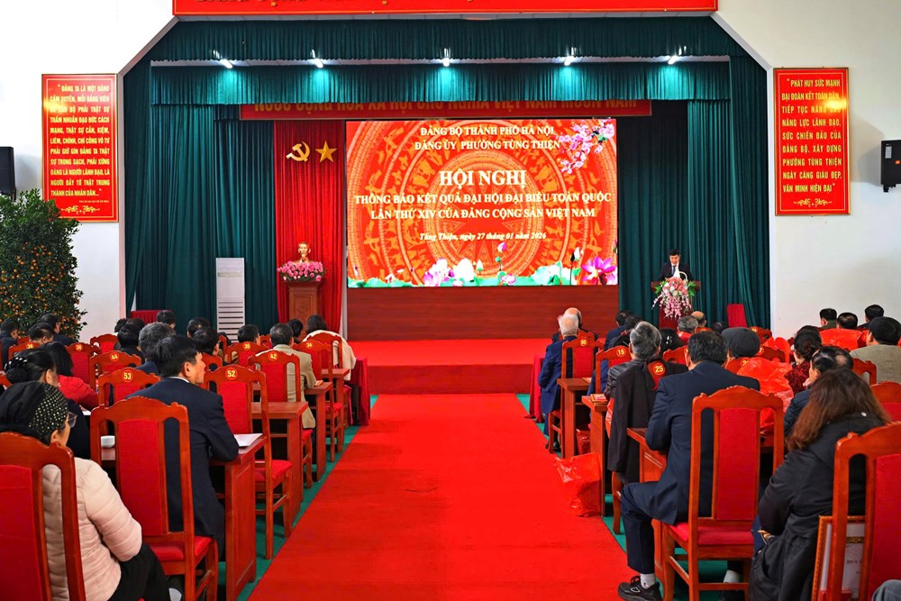 Phường Tùng Thiện tổ chức Hội nghị thông báo kết quả Đại hội XIV của Đảng - ảnh 2