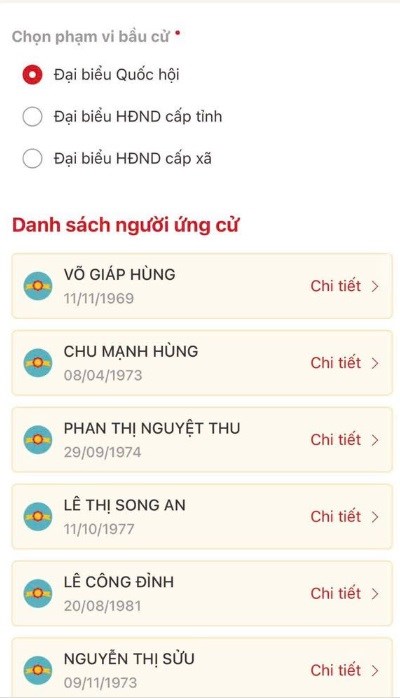Tra cứu ứng cử viên đại biểu Quốc hội và HĐND các cấp trên ứng dụng VneID - ảnh 3