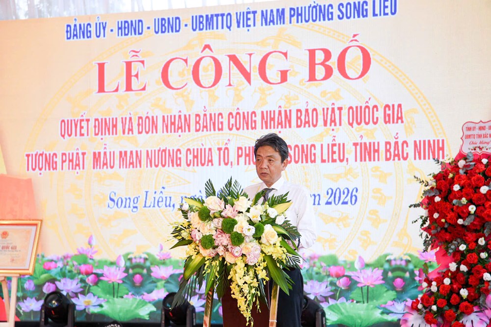 Bắc Ninh: Chùa Tổ đón nhận Bằng công nhận Bảo vật quốc gia Tượng Phật bằng gỗ Mẫu Man Nương - ảnh 5
