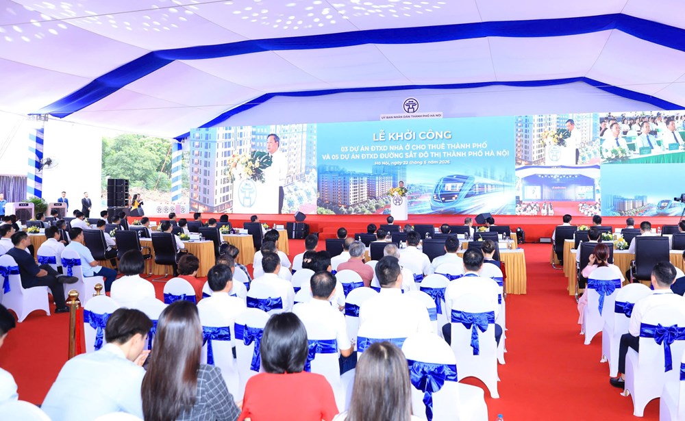 Thủ tướng Lê Minh Hưng dự Lễ khởi công đồng thời 3 dự án nhà ở cho thuê, 5 tuyến đường sắt đô thị tại Hà Nội - ảnh 6