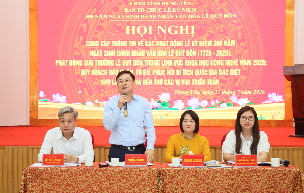 Hưng Yên công bố 16 hoạt động kỷ niệm 300 năm Ngày sinh Danh nhân văn hóa Lê Quý Đôn - ảnh 1