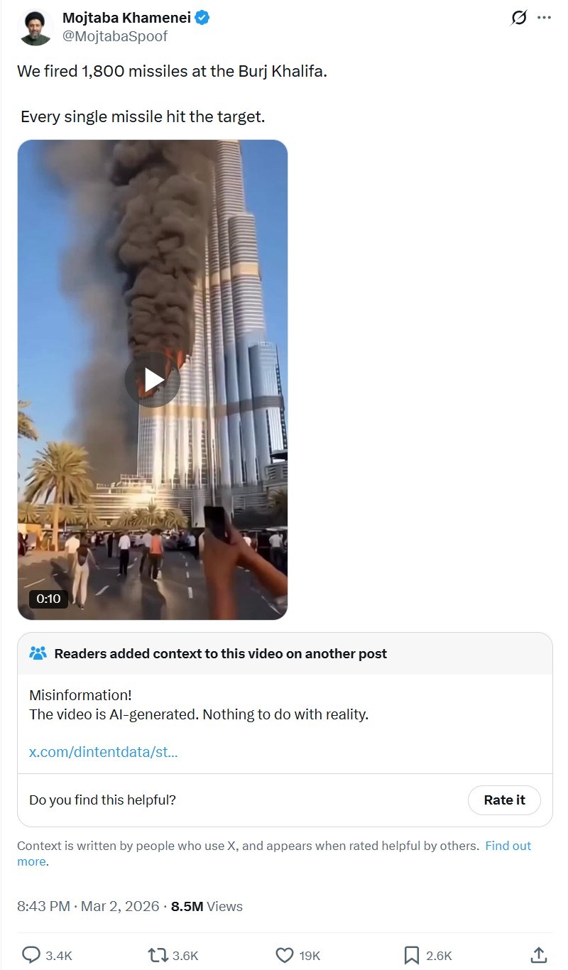 Video 'Tòa nhà cao nhất thế giới bốc cháy dữ dội vì trúng 1.800 tên lửa Iran' gây xôn xao: Sự thật đã rõ - ảnh 1