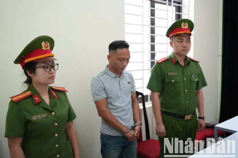 Đối tượng Nguyễn Văn Vững tại cơ quan công an.