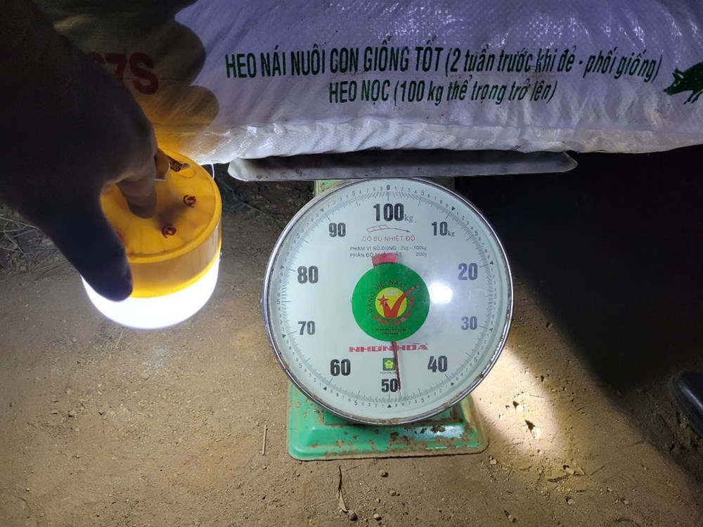 Tang vật vụ án là thuốc nổ đựng trong bao tải. (Ảnh: Công an tỉnh Quảng Ngãi cung cấp)