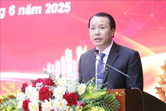 Quyền Chủ tịch UBND thành phố Đồng Xoài Ngô Hồng Khang phát biểu tại lễ kỷ niệm. Ảnh: Nhật Bình/ TTXVN