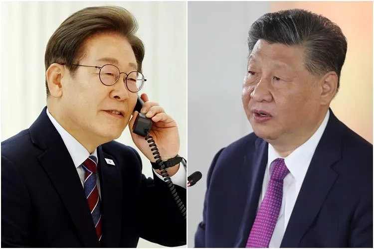 Tân Tổng thống Hàn Quốc Lee Jae-myung và Chủ tịch nước Trung Quốc Tập Cận Bình. Ảnh: YONHAP