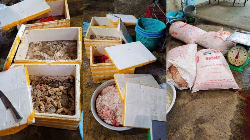 Số nội tạng động vật không rõ nguồn gốc, xuất xứ hộ kinh doanh Nguyễn Thị Hồng. (Ảnh: CTV)