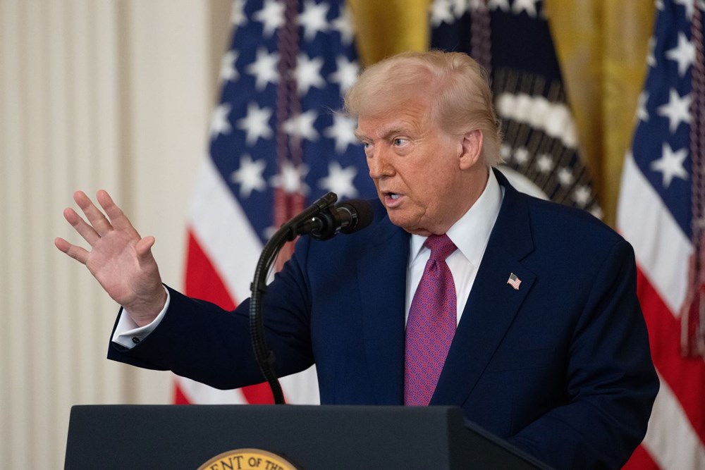 Tổng thống Mỹ Donald Trump phát biểu tại Nhà Trắng. Ảnh: THX/TTXVN