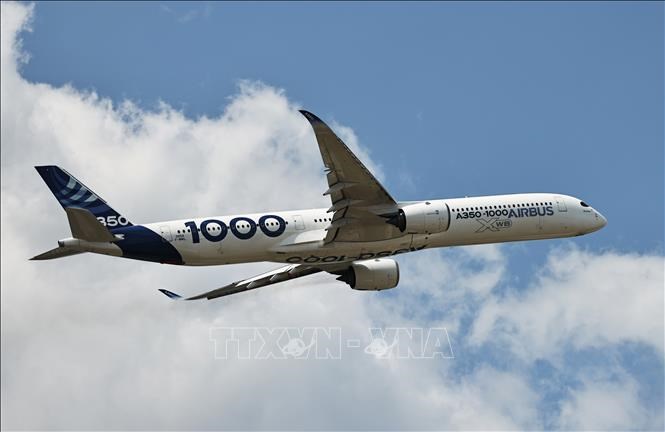 Máy bay Airbus A350-1000 tại Triển lãm hàng không Paris, Pháp ngày 17.6.2025. Ảnh: THX/TTXVN