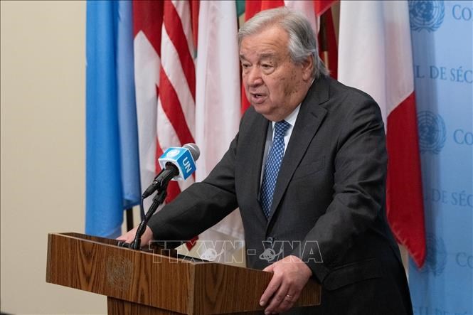 Tổng thư ký LHQ Antonio Guterres phát biểu tại New York, Mỹ. Ảnh: THX/TTXVN