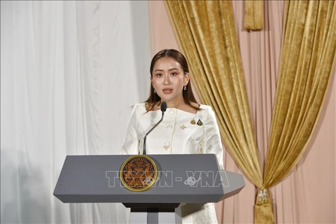 Thủ tướng Thái Lan Paetongtarn Shinawatra tại cuộc họp báo ở Bangkok. Ảnh tư liệu: THX/TTXVN
