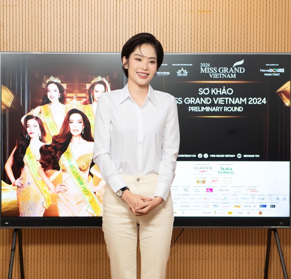 Xuất hiện tại vòng sơ khảo Miss Grand Vietnam 2024, người đẹp gốc Tiền Giang gây chú ý với mái tóc tém cá tính.