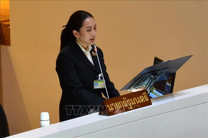 Thủ tướng Thái Lan Paetongtarn Shinawatra phát biểu tại thủ đô Bangkok. Ảnh tư liệu: THX/TTXVN