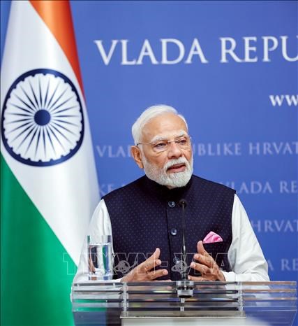 Thủ tướng Ấn Độ Narendra Modi phát biểu trong một cuộc họp báo. Ảnh: ANI/TTXVN