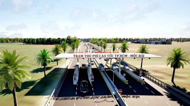 Phối cảnh trạm thu phí bố trí trên cao tốc. (Ảnh: Ban Giao thông Tp.HCM).
