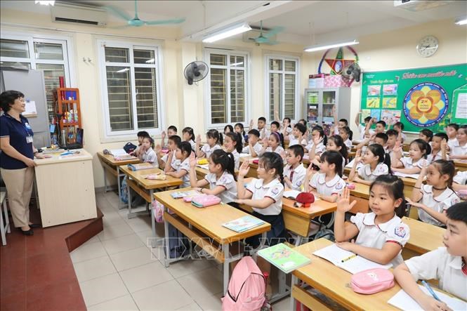 Học sinh Trường Tiểu học Thăng Long, Quận Hoàn Kiếm. Ảnh minh họa: Thành Đạt/TTXVN