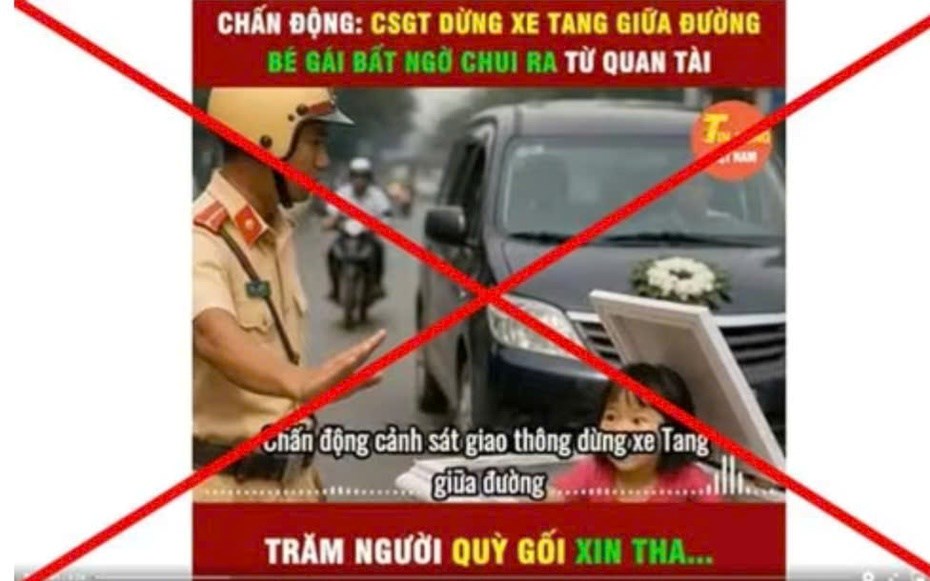 Video có tiêu đề “Chấn động: CSGT dừng xe tang giữa đường, bé gái bất ngờ chui ra từ quan tài” là sai sự thật - ảnh 1