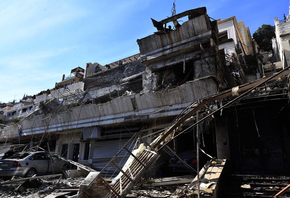 Tòa nhà bị phá hủy sau cuộc không kích của Israel tại Damascus, Syria. Ảnh: THX/TTXVN